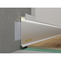 Алюмінієвий плінтус прихованого монтажу для LED-підсвітки 80 мм анодований