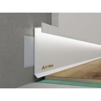Алюмінієвий плінтус прихованого монтажу для LED-підсвітки 80 мм Фарбований